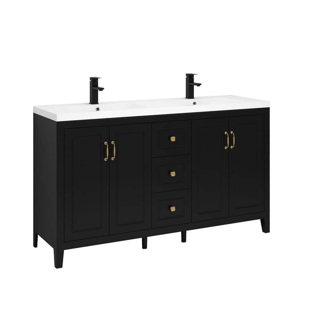 60 in. W x 18 in. D x 33 in. H Black Bath Vanity with White Resin Sink Top price history on PriceWatchPro