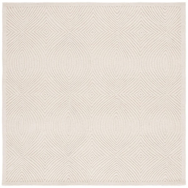 SAFAVIEH Textural 6 ft. x 6 ft. Ivory Monochrome Geometric Square Area Rug