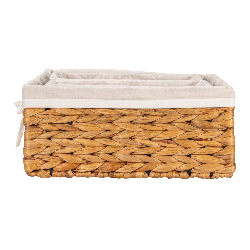 Natural Seagrass Rectangular Storage Basket Set with Liners