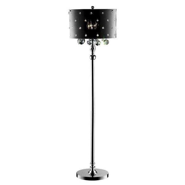 OK LIGHTING 59 in. Silver Star Crystal Floor Lamp