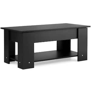 38.5 in. Black Lift Top Rectangle Wood Coffee Table Modern Accent Table With Hidden Storage Compartment and Shelf