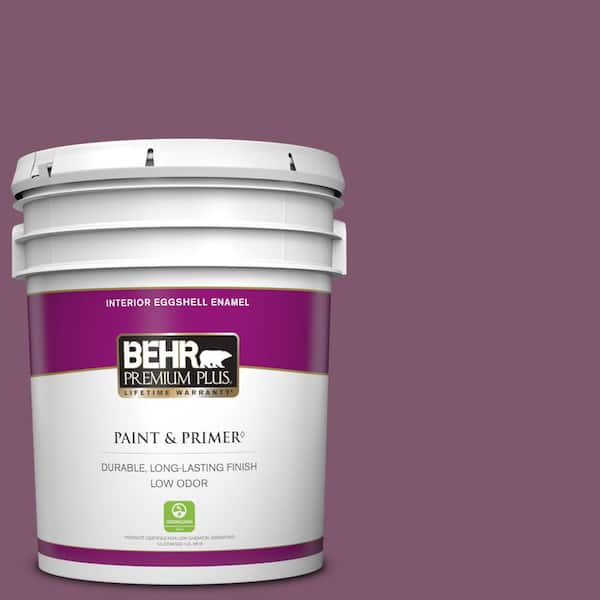 BEHR PREMIUM PLUS 5 gal. #M110-7 Euphoric Magenta Eggshell Enamel Low Odor Interior Paint & Primer