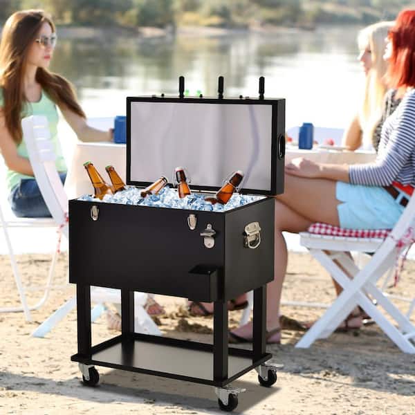 ITOPFOX 68 qt. Portable Patio Chest Cooler on Wheels with