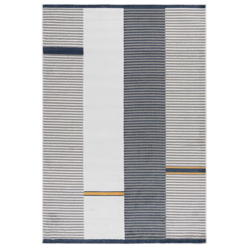 Pyramid 5 ft. x 8 ft. Gray/Ivory Navy Double Striped Solid Area Rug price history on PriceWatchPro