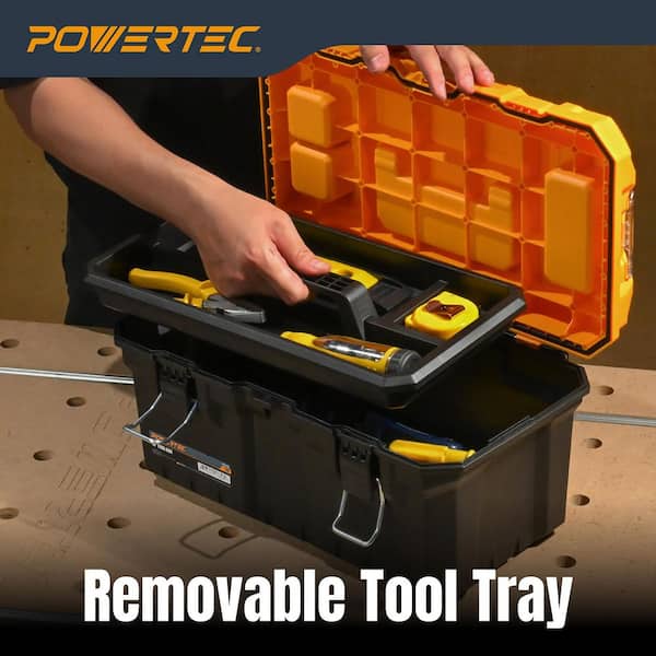 POWERTEC 16 in. x 9 in. Portable Tool Box with Removable Tool Tray