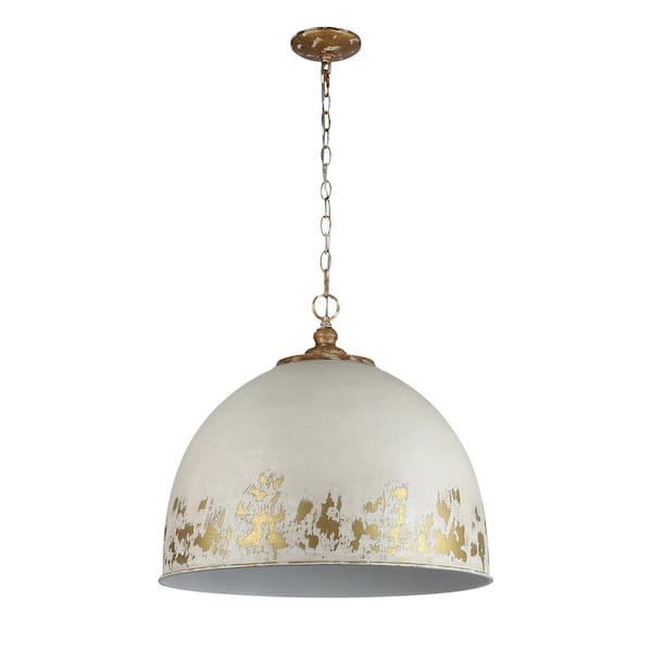 Golden Lighting Alison 19.25 in. 5 Light Vintage Gold Pendant Light with Antique Ivory Shade