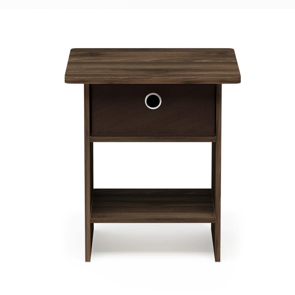 Columbia Walnut Square Wood End Table with Storage