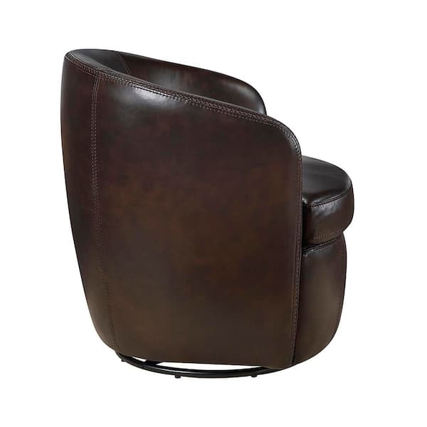 Lazzara Genevieve Bronze Leather Upholstery Swivel Arm Chair 9276