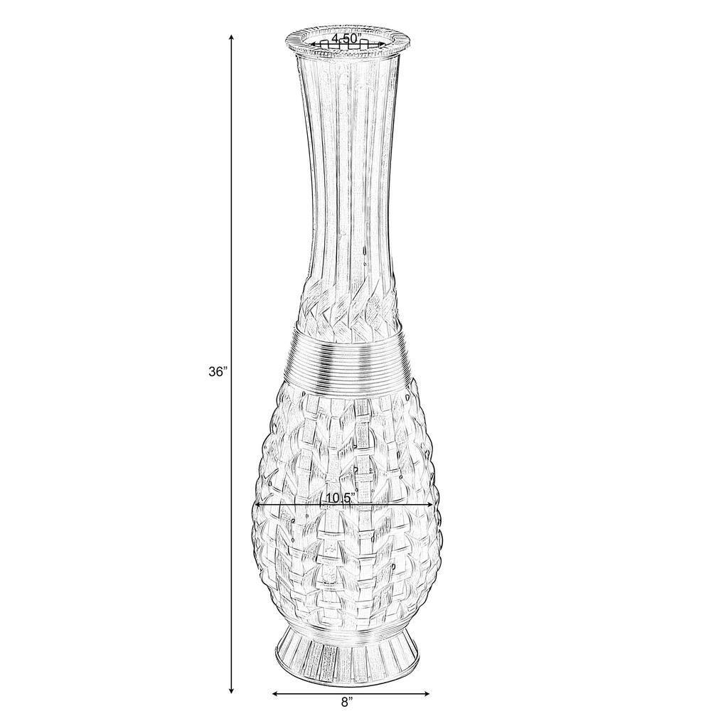 Antique Fluted Metallic Brown Bamboo Floor Vase with Aged Finish