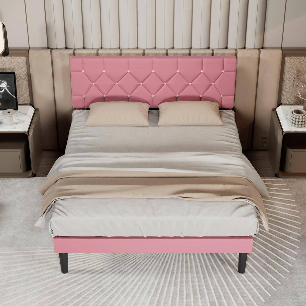 Upholstered Bed with Storage-3 Drawers, White Metal Frame Queen Platform Bed with Faux Leather Tufted Headboard - thumbnail 3