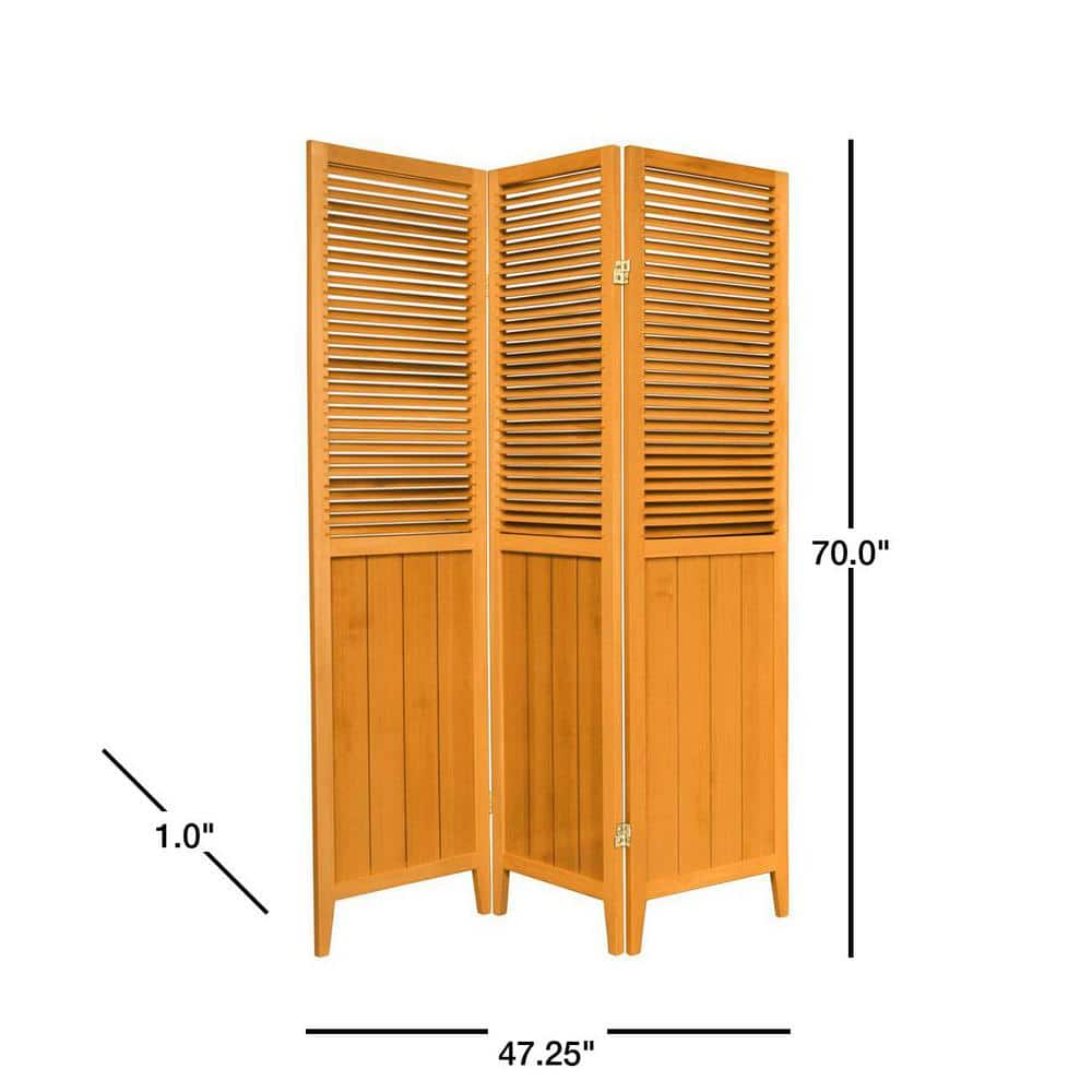Honey Oak 64" Folding 3-Panel Room Divider