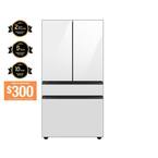 Bespoke 35.8 in. 29 cu. ft. Standard Depth 4-Door French Door Refrigerator with Beverage Center in White Glass