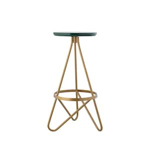 Spiroa 30 in. Modern Industrial Metal Backless Circular Bar Stool, Green Seat with Gold Frame