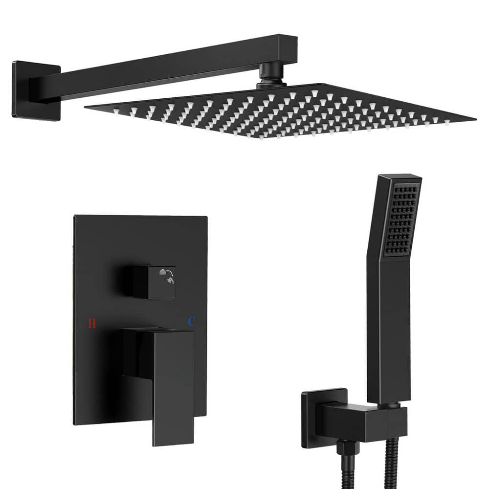 12 in. Shower Head Double Handle 2-Spray Tub and Shower Faucet Shower Combo 2.5 GPM in Matte Black Valve Included price history on PriceWatchPro