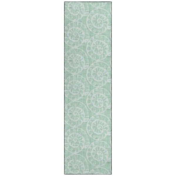 Surfside 2 ft. 3 in. x 7 ft. 6 in. Green Geometric Indoor/Outdoor Area Rug