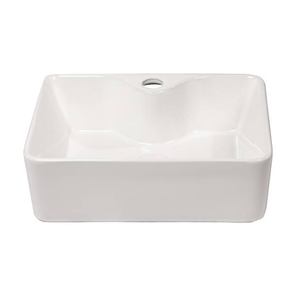 EPOWP 16 in. x12 in. White Ceramic Rectangular Bathroom Above Counter