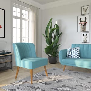 Brittany Light Blue Linen Upholstered Accent Chair