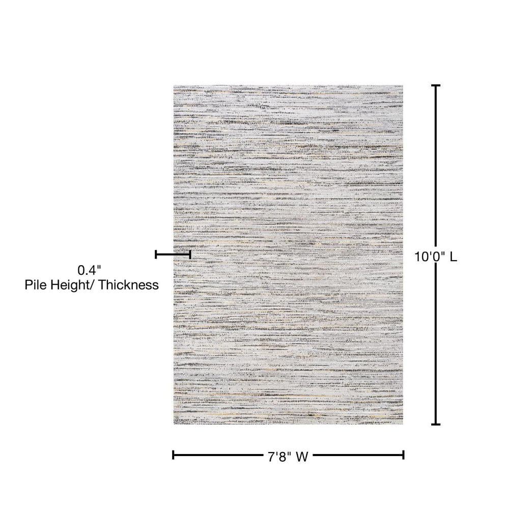Reversible Gray Stripe Synthetic 8' x 10' Easy-Care Area Rug