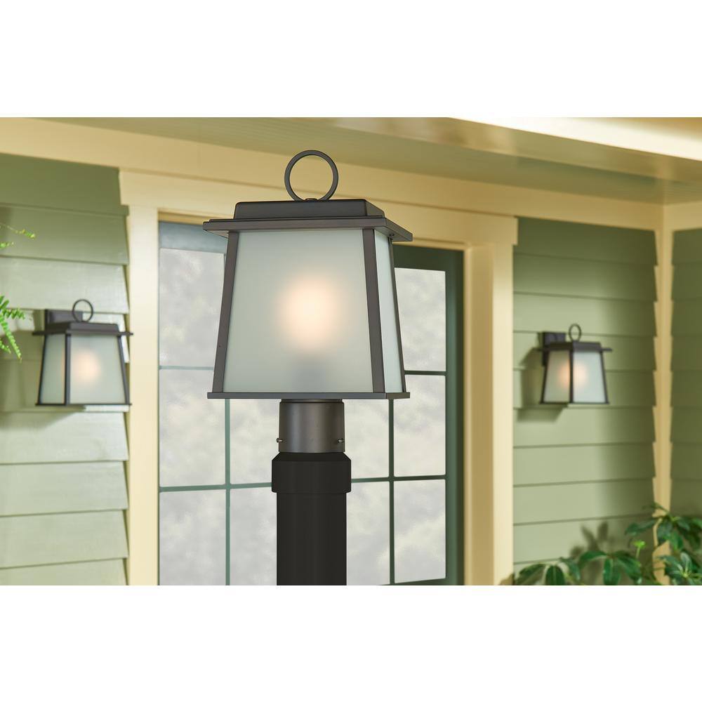 Olde Bronze Aluminum Outdoor Post Lantern with Etched Glass