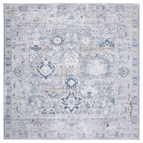SAFAVIEH Craft Gray/Blue 7 ft. x 7 ft. Distressed Border Square Area Rug
