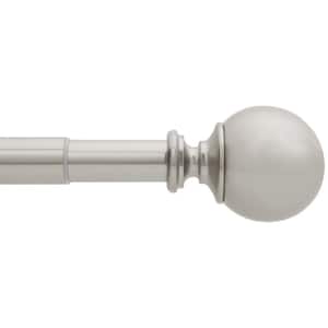 72 in. - 144 in. Telescoping 1 in. Single Curtain Rod Kit in Brushed Nickel with Ball Finial