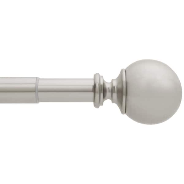 Home Decorators Collection 72 in. - 144 in. Telescoping 1 in. Single Curtain Rod Kit in Brushed Nickel with Ball Finial