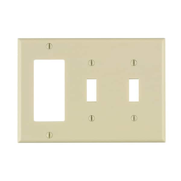 3-Gang Light Almond 2-Toggle / 1-Decora/Rocker Plastic Standard Wall Plate (1-Pack) 80421-T