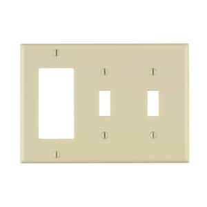 3-Gang Light Almond 2-Toggle / 1-Decora/Rocker Plastic Standard Wall Plate (1-Pack) 80421-T