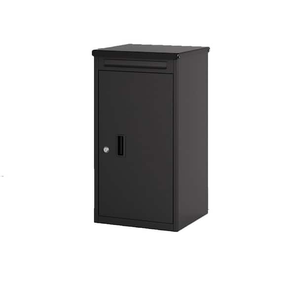 16 in Parcel Drop Box Anti-Theft Lockable Cold-Rolled Steel Waterproof Outdoor Package Storage Black