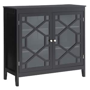 Maxwell 38.13 in. Black Rectangle Wood Storage Accent Cabinet with Doors and Shelves