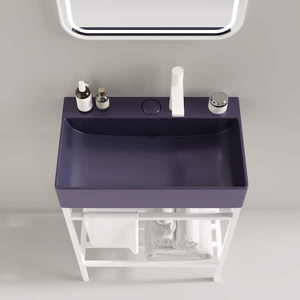 24 in. Ceramic Console Sink Basin in Purple