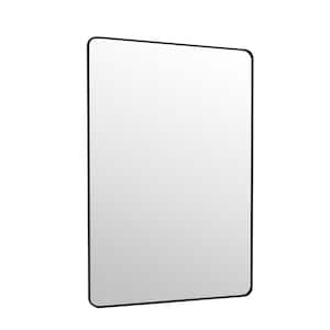 28 in. W x 36 in. H Premium Aluminum Framed Rectangular Bathroom Vanity Wall Mirror in Matte Black