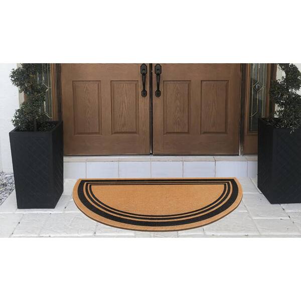 A1 Home Collections A1HC Flock Beige 24 in. x 39 in. Natural Coir  Thin-Profile Non-Slip Durable Large Outdoor Monogrammed G Door Mat  200021-BR-FL-G - The Home Depot