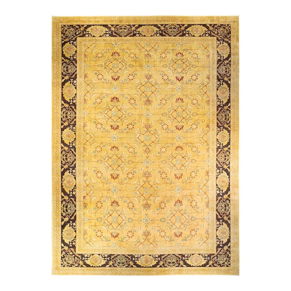Solo Rugs Eclectic One-of-a-Kind Contemporary Yellow 12 ft. 2 in. x 17 ft. 8 in. Floral Area Rug