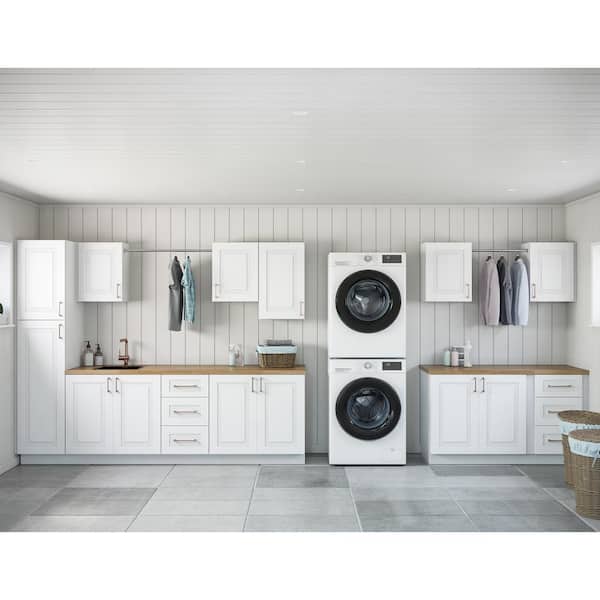 MILL'S PRIDE Greenwich Verona White Plywood Shaker Stock Ready to Assemble Kitchen-Laundry Cabinet Kit 24 in. x 84 in. x 216 in.