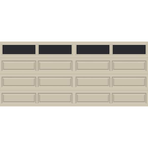 Classic Steel Long Panel 16 ft. x 7 ft. Insulated 18.4 R-Value Desert Tan Garage Door with windows