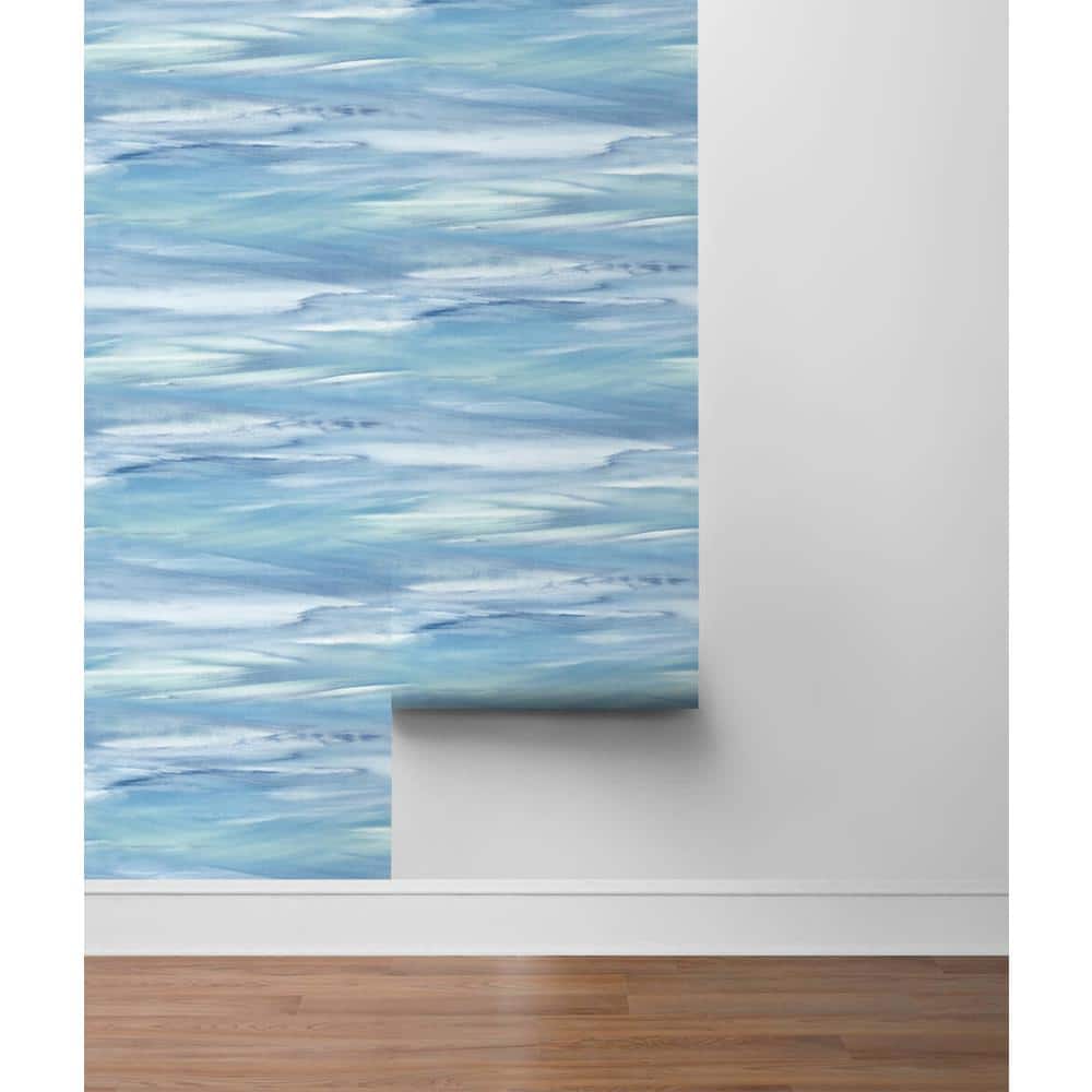 Sirius Brushstroke Blue Vinyl Peel and Stick Wallpaper Roll