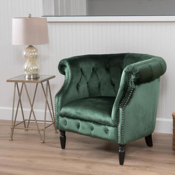 Akira Emerald Velvet Club Chair with Nailhead Trim (Set of 1)