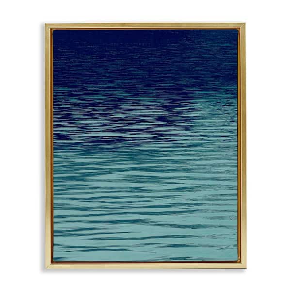 Stupell Industries Ocean Ripples Gradient by Maggie Olsen Gold Floater Frame Nature Graphic Art Print 21 in. x 17 in.