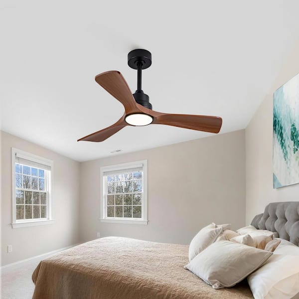 42 in. Modern Black 3 ABS Blades Downrod Standard Ceiling Fan Light with Remote Control Included