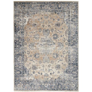 Malta Blue/Ivory 8 ft. x 11 ft. Traditional Area Rug