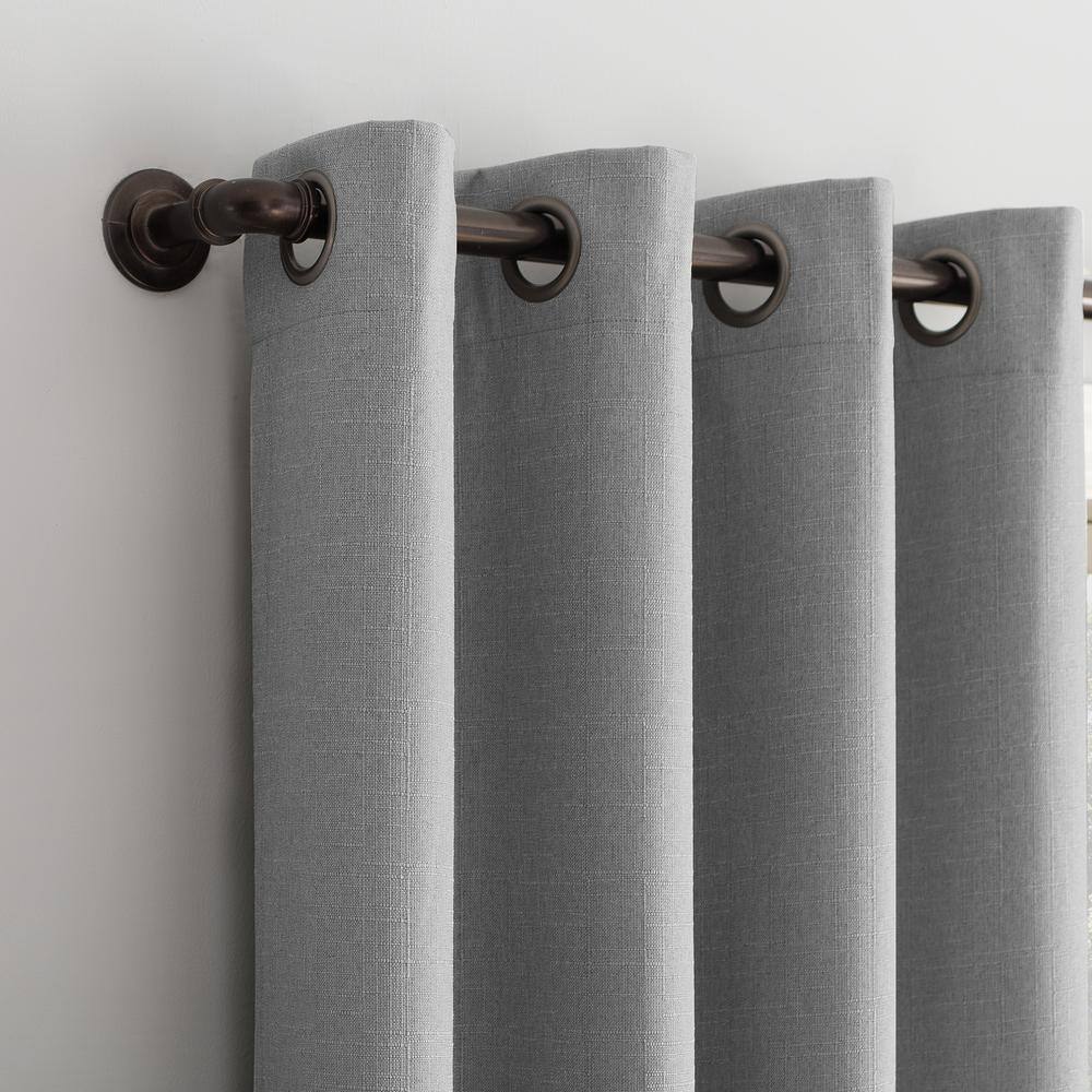 Sterling Gray Polyester Blackout Grommet Curtain Panel