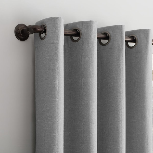 Channing Sterling Gray Polyester Solid 50 in. W x 84 in. L Noise Cancelling Grommet Blackout Curtain