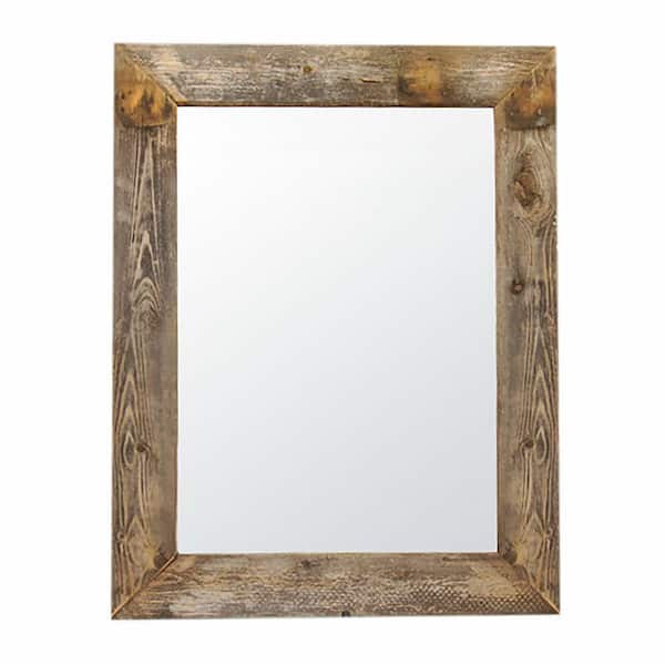 TRINITY 24 in. W x 31 in. H Barnwood Mirror Natural