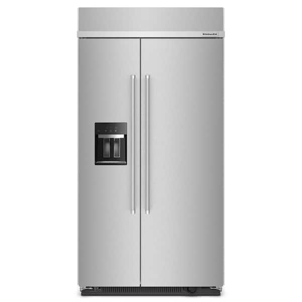 KitchenAid 42 in. 25.1 cu. ft. Countertop Depth Side-by-Side Refrigerator in Stainless Steel with Under-Shelf Prep Zone