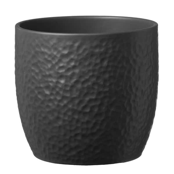 Vigoro Ellory 8.3 in. x 8.3 in. D x 7.9 in. H Medium Matte Black Ceramic Pot