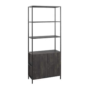 Jacobson 81 in. Brown Ash 3-Shelf Etagere Bookcase with Cabinet
