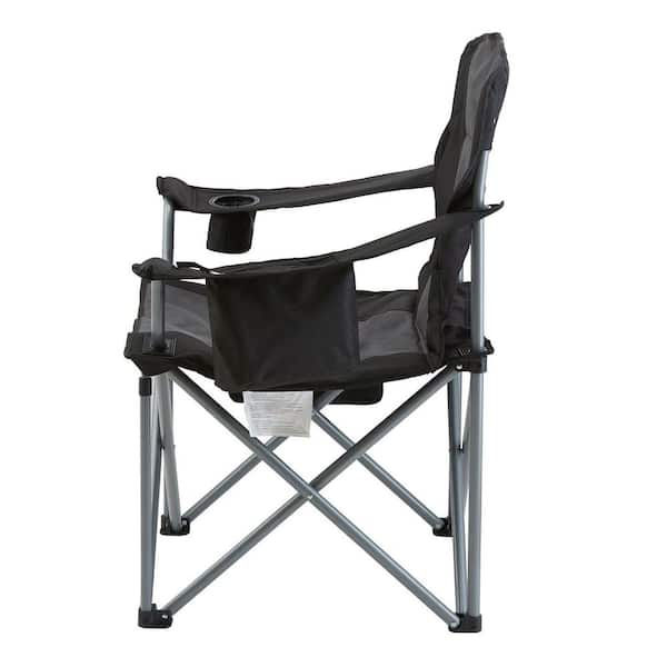 Black Stainless Steel Folding Lawn Chair, Portable Heavy Duty