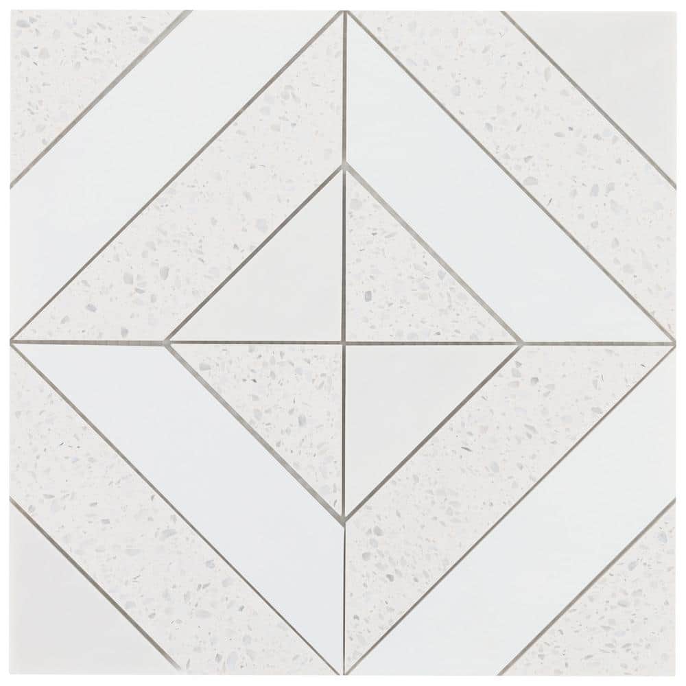 Ivy Hill Tile Lupa Diagonal Salt White 5.9 in. x 0.39 in. Polished Marble and Terrazzo Mosaic Floor and Wall Tile Sample -  EXT3RD109138