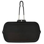 French Enameled 14 in. Cast Iron Grill Pan in Black